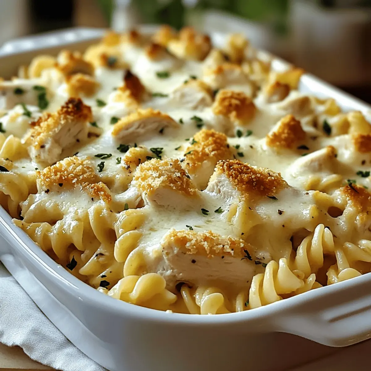 Creamy Garlic Parmesan Chicken Pasta Bake