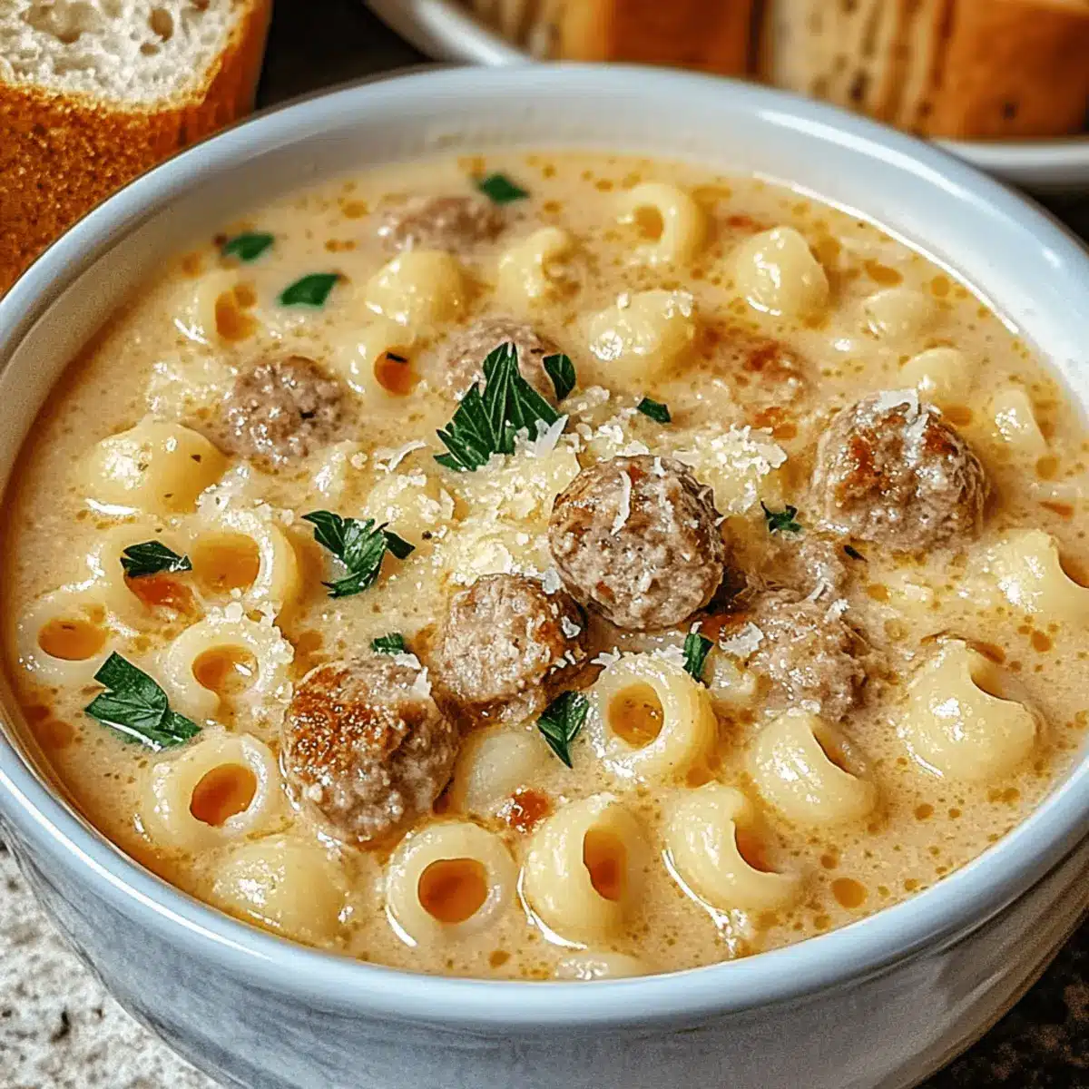 Parmesan Italian Sausage Ditalini Soup