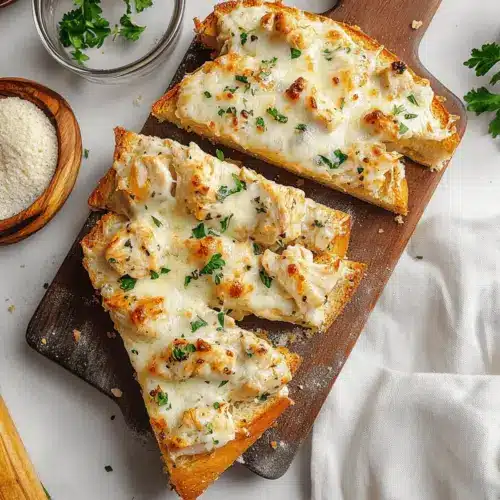 Chicken Alfredo Garlic Bread