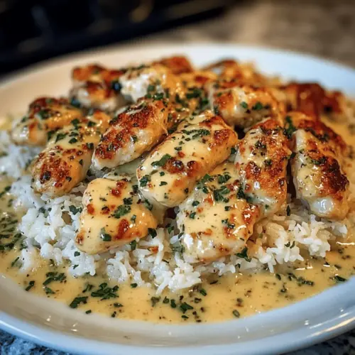 Chicken Scampi with Creamy Garlic Parmesan Rice