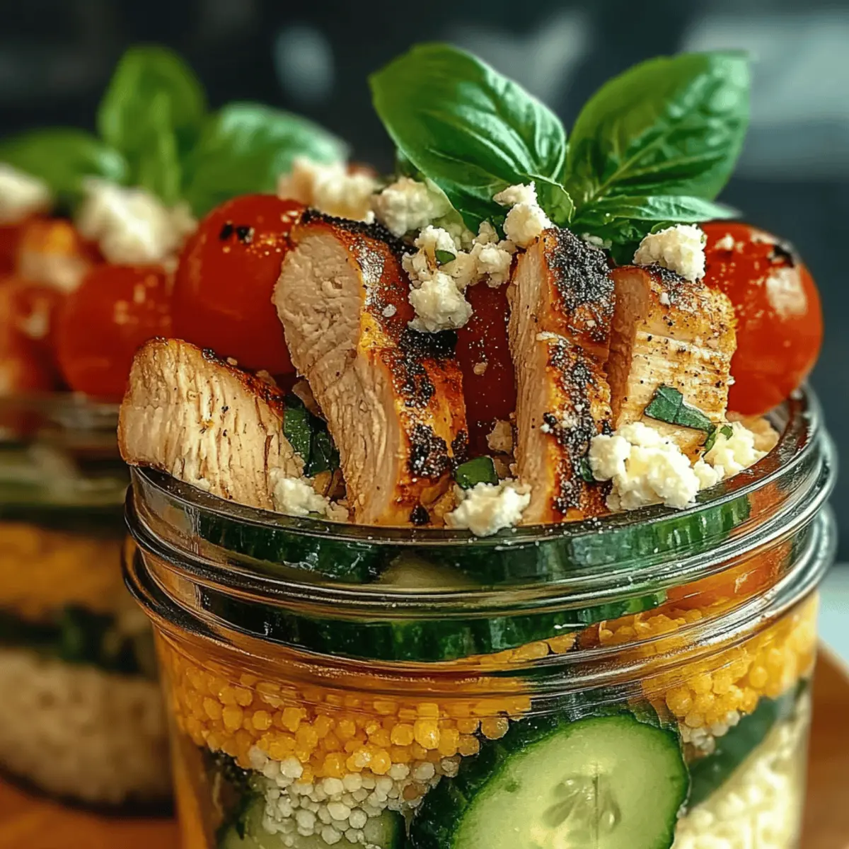 Zesty Lemon Basil Chicken Couscous Jars
