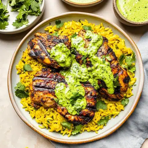 Peruvian Chicken & Rice with Green Sauce