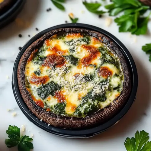 Spinach and Cheese Stuffed Portobello Mushroom