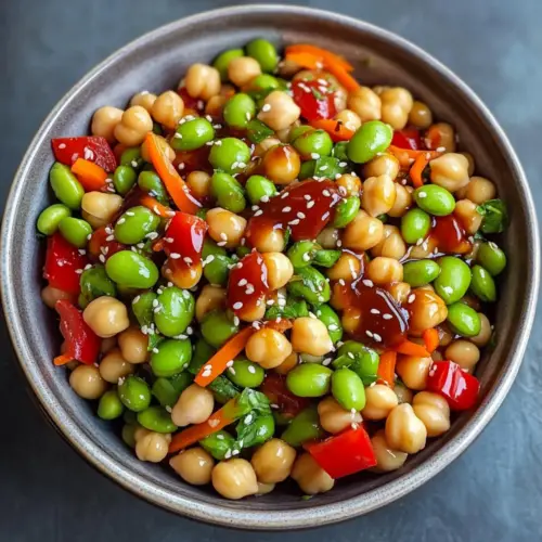 Chickpea Edamame Salad with Ginger Sesame Vinaigrette