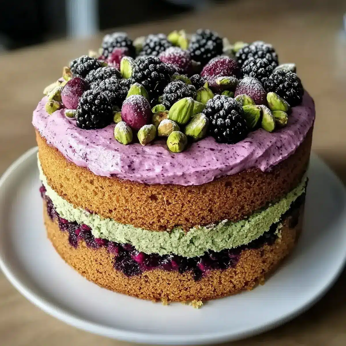 Pistachio and Blackberry Olive Oil Cake Recipe