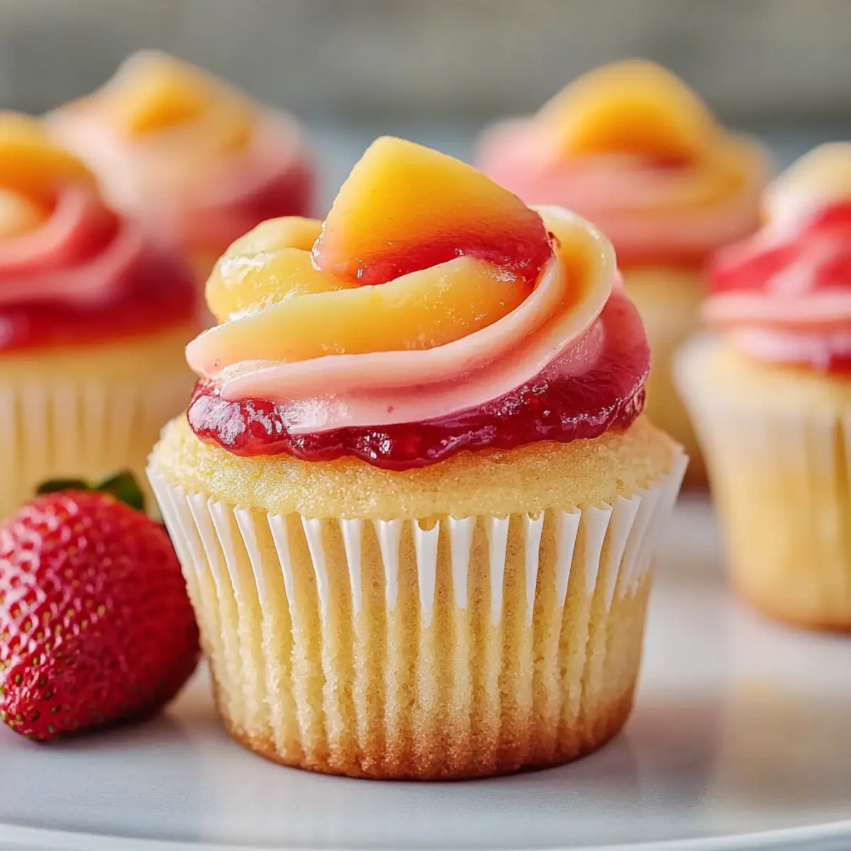 Mango Strawberry Sunset Cupcakes