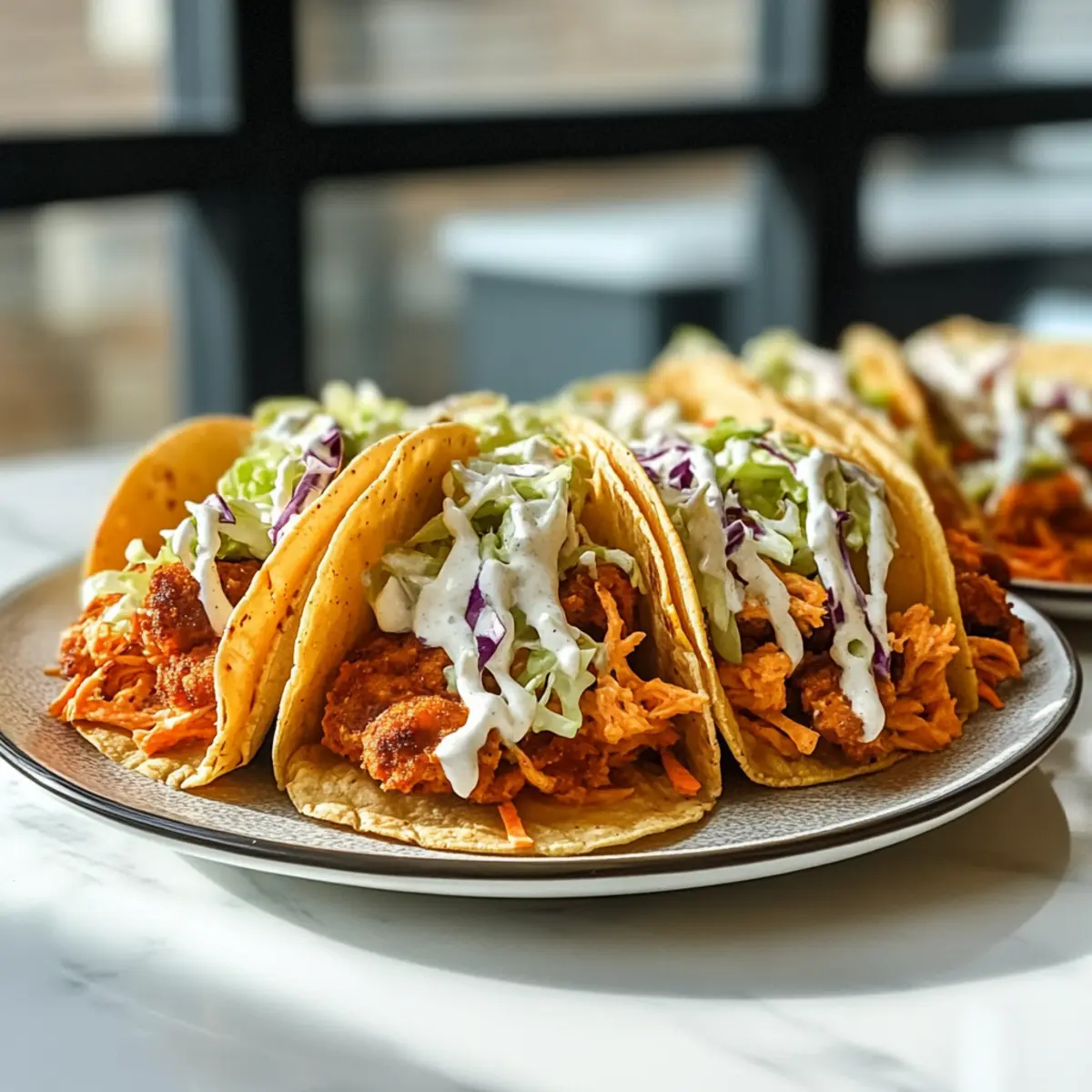 Buffalo Chicken Smash Burger Tacos