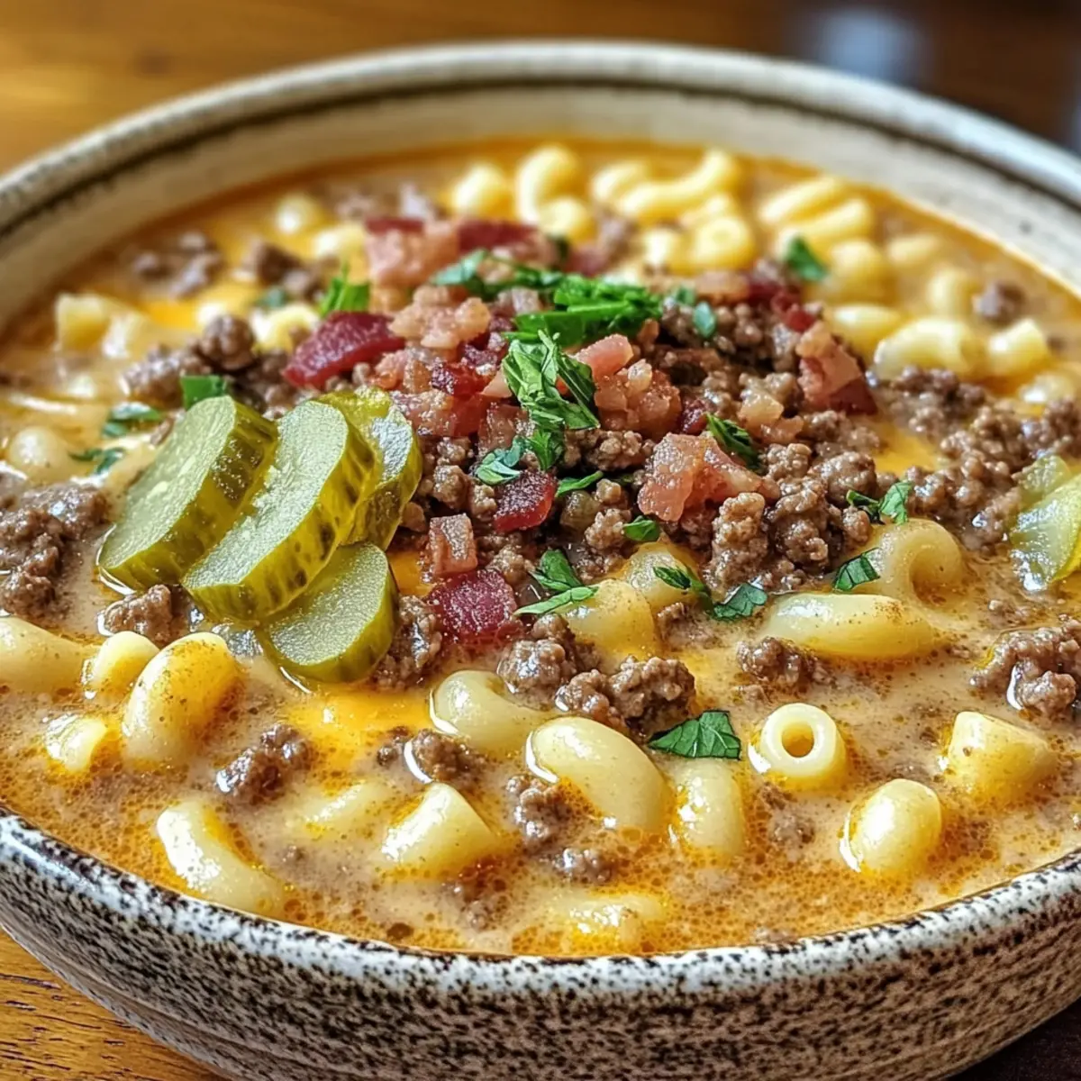 Mac & Cheese Burger Soup