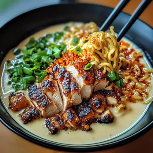 Chicken Ramen with Creamy Garlic Sauce