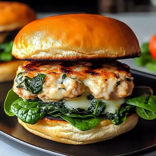 White Cheddar Spinach Chicken Burgers