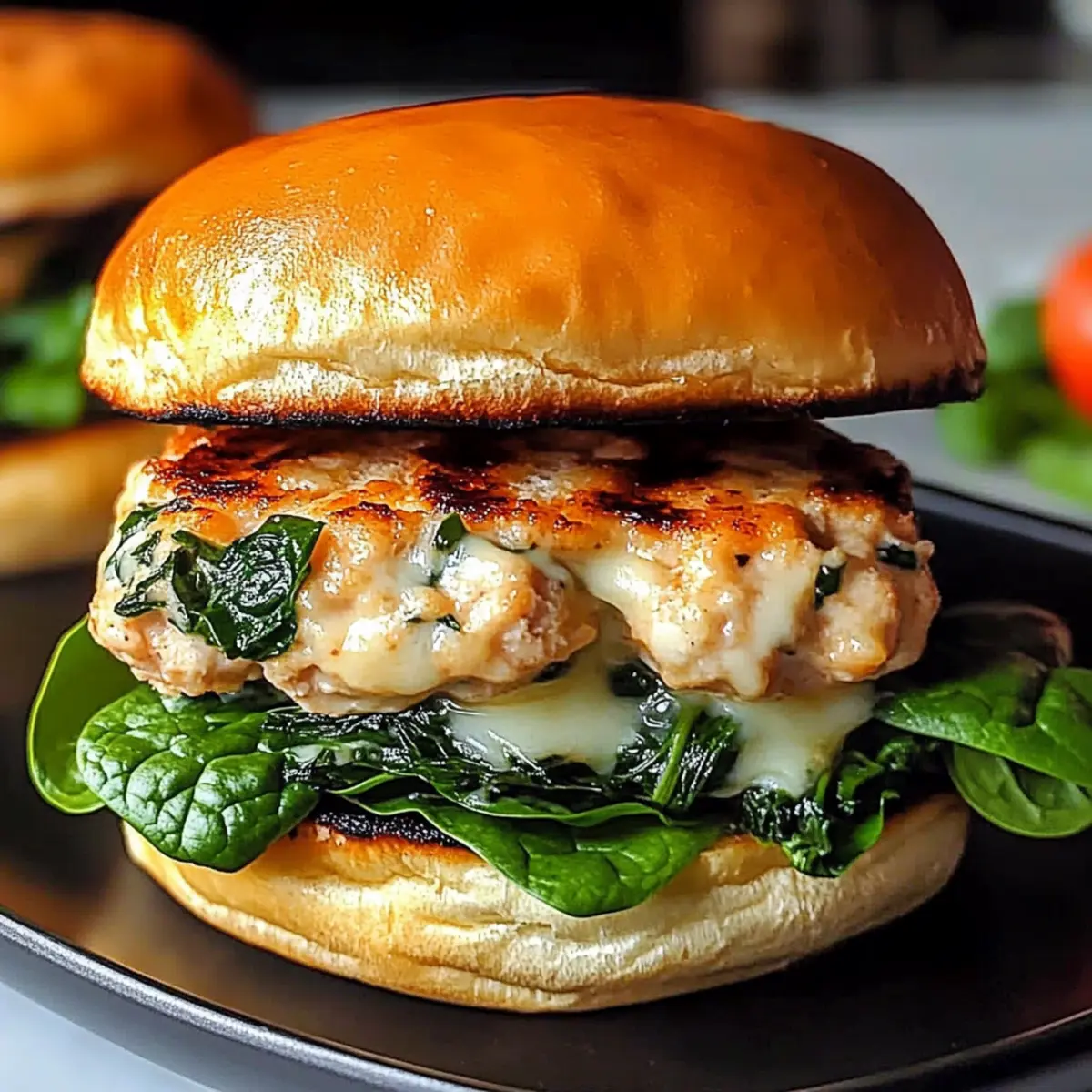 White Cheddar Spinach Chicken Burgers
