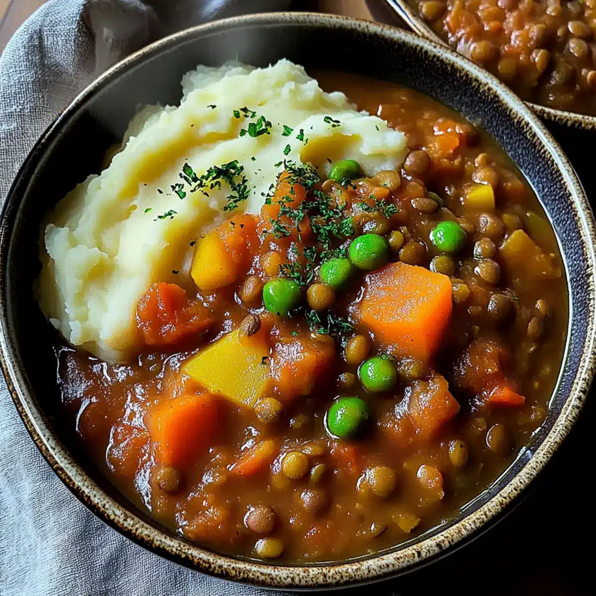 Hearty Lentil Stew with Creamy Mashed Potatoes