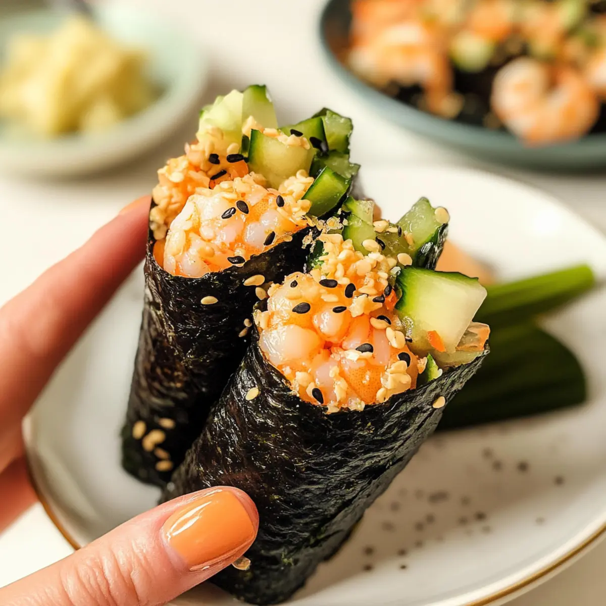Spicy Shrimp Sushi Hand Roll