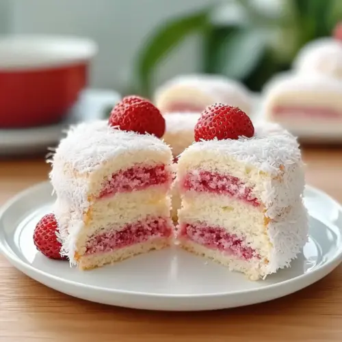 Strawberry Coconut Sponge Cakes