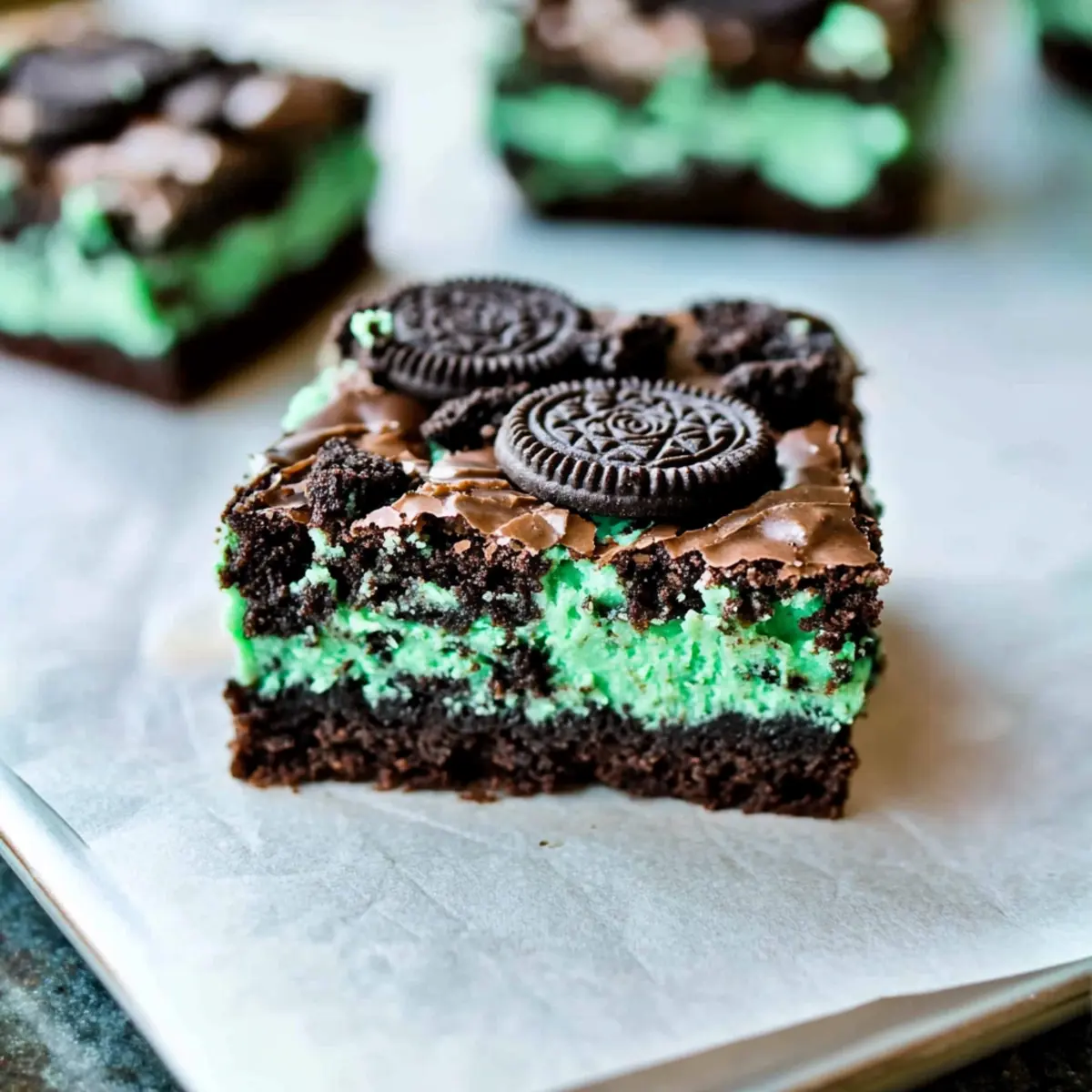 Triple Layer Fudgy Mint Oreo Brownies