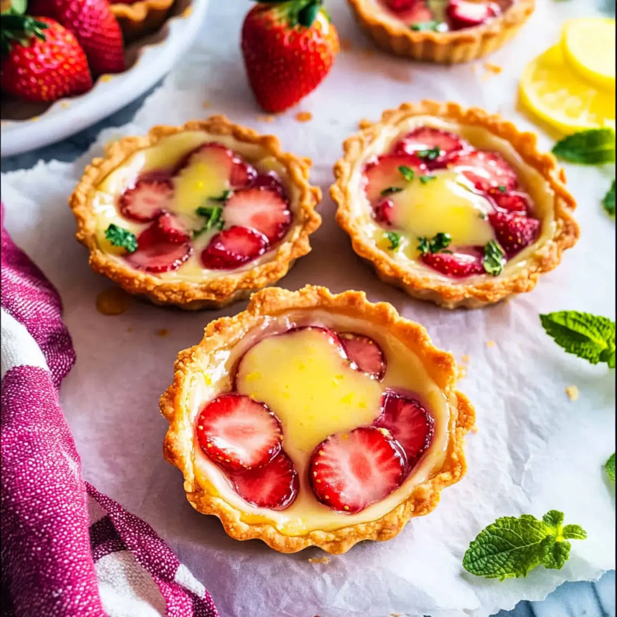 Strawberry Honey Custard Tarts