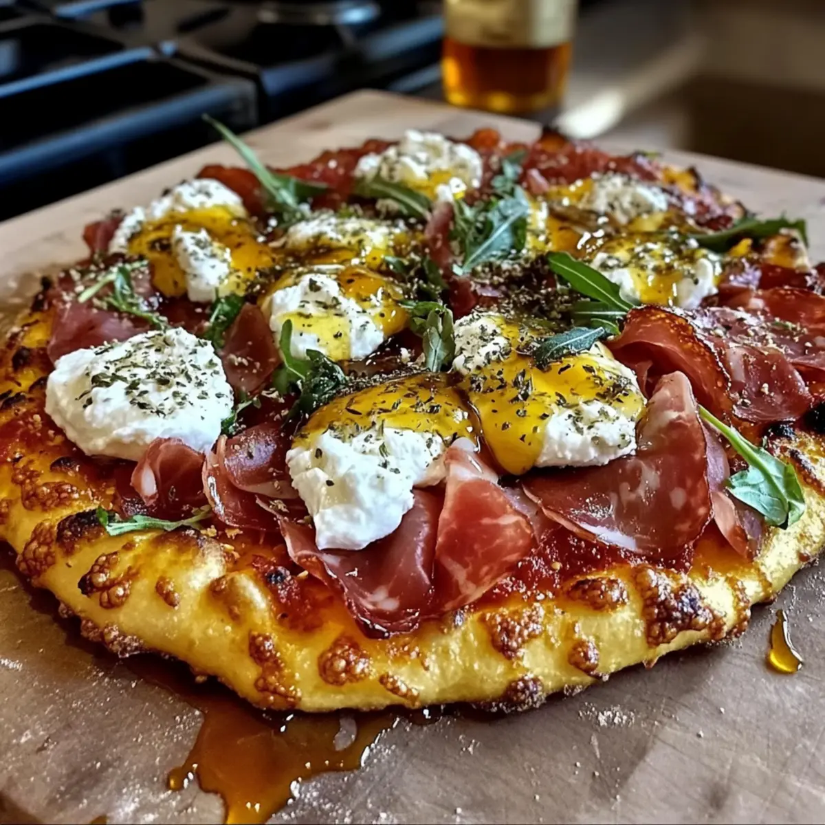 Prosciutto and Honey Burrata Pizza