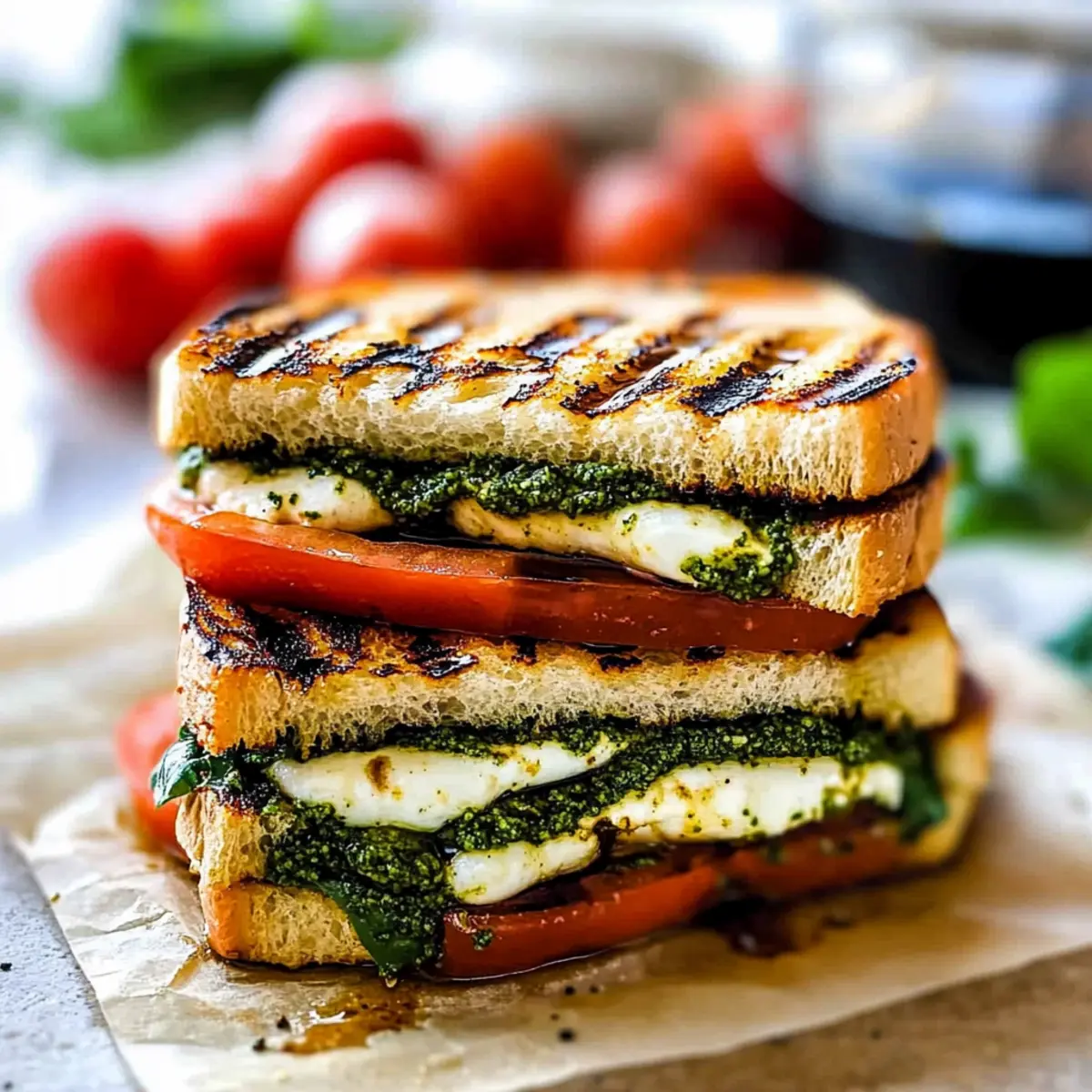 Italian Caprese Sandwich With Basil Pesto