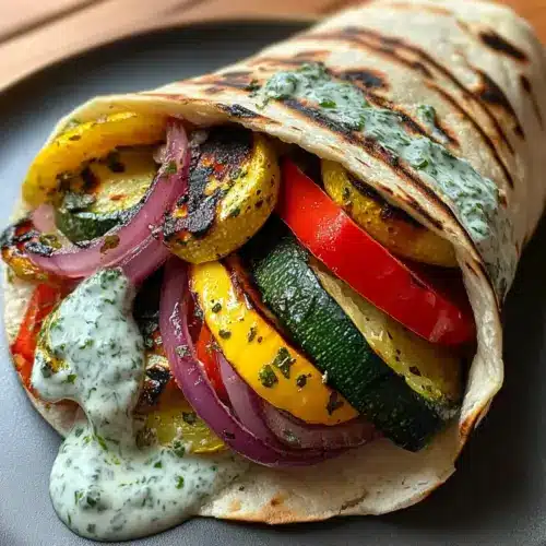 Grilled Mediterranean Veggie Wrap with Zesty Herb Sauce