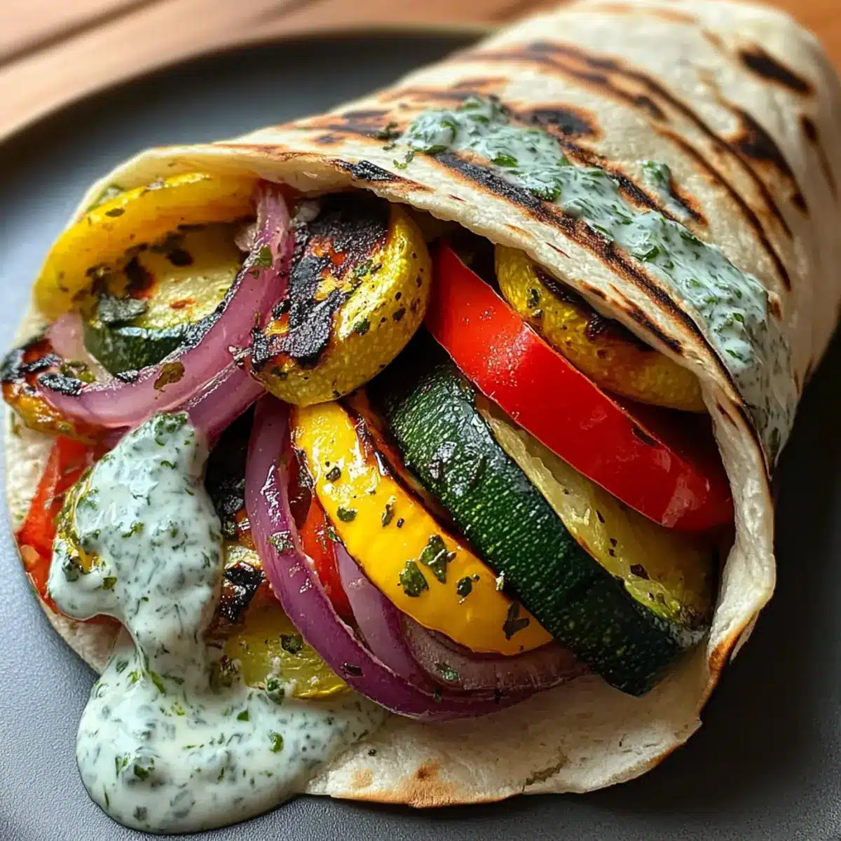 Grilled Mediterranean Veggie Wrap with Zesty Herb Sauce