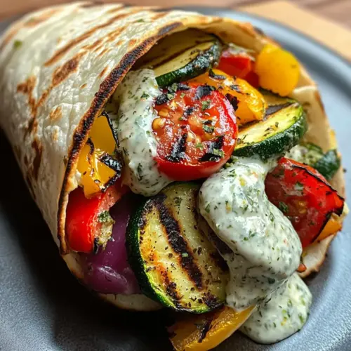 Grilled Mediterranean Veggie Wrap with Zesty Herb Sauce