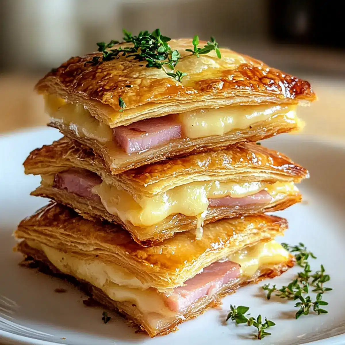 Ham & Cheese Puff Pastry Stacks