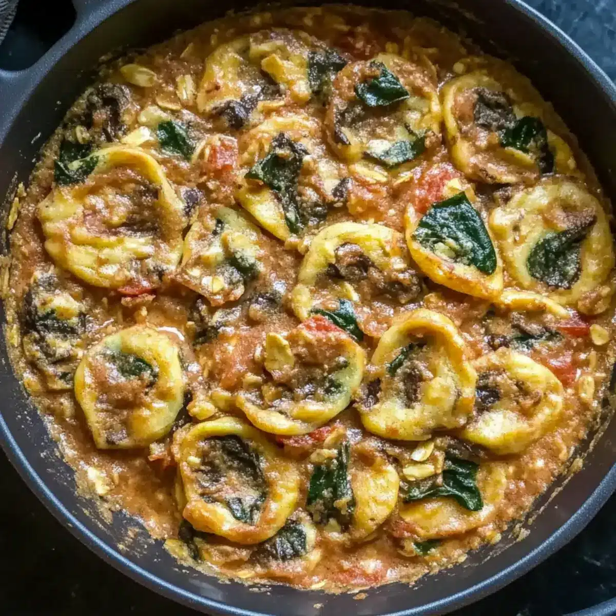 One Pot Creamy Spinach Tomato Tortellini