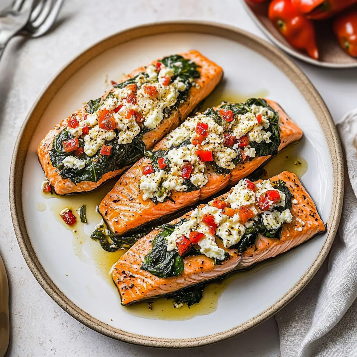 Stuffed Salmon With Spinach & Feta