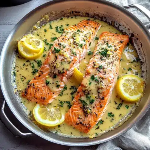 Baked Salmon with Lemon Butter Cream Sauce
