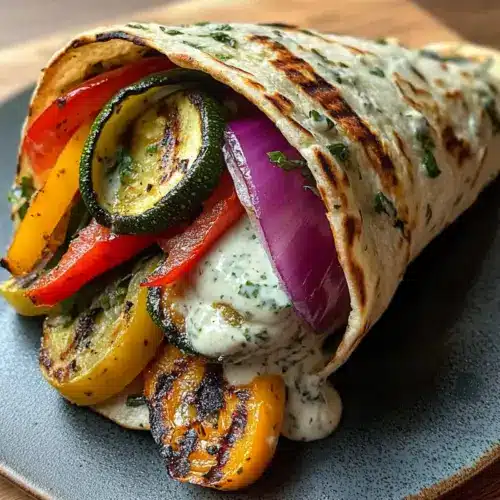 Grilled Mediterranean Veggie Wrap with Zesty Herb Sauce