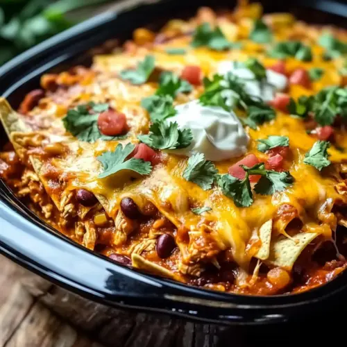Crockpot Chicken Enchilada Casserole
