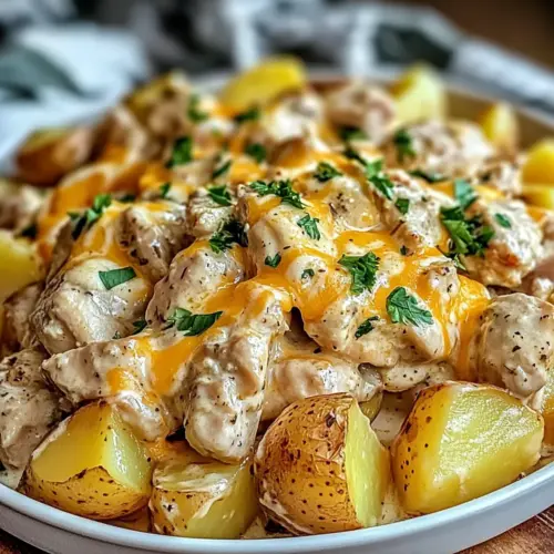 Slow Cooker Cheesy Ranch Chicken & Potatoes