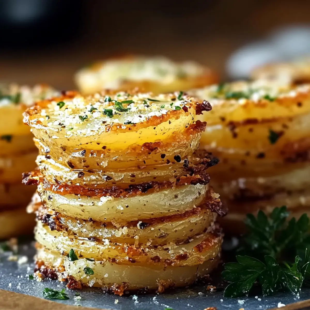 Garlic Parmesan Potato Stacks
