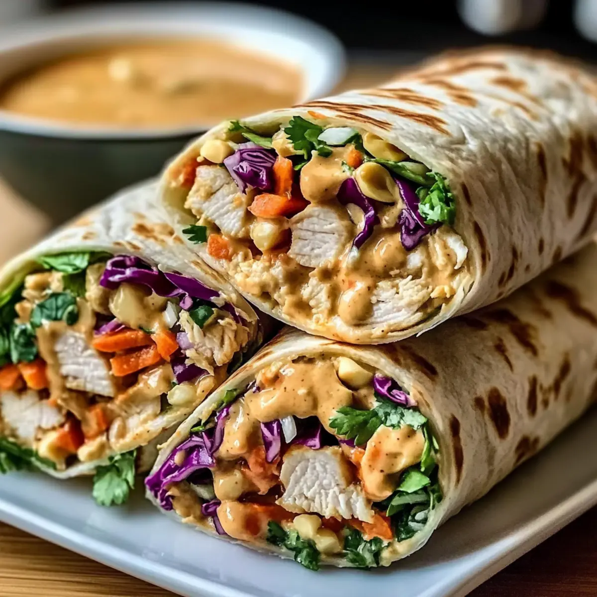 Thai Peanut Chicken Wraps