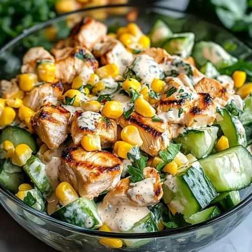 Street Corn Creamy Cucumber Chicken Salad