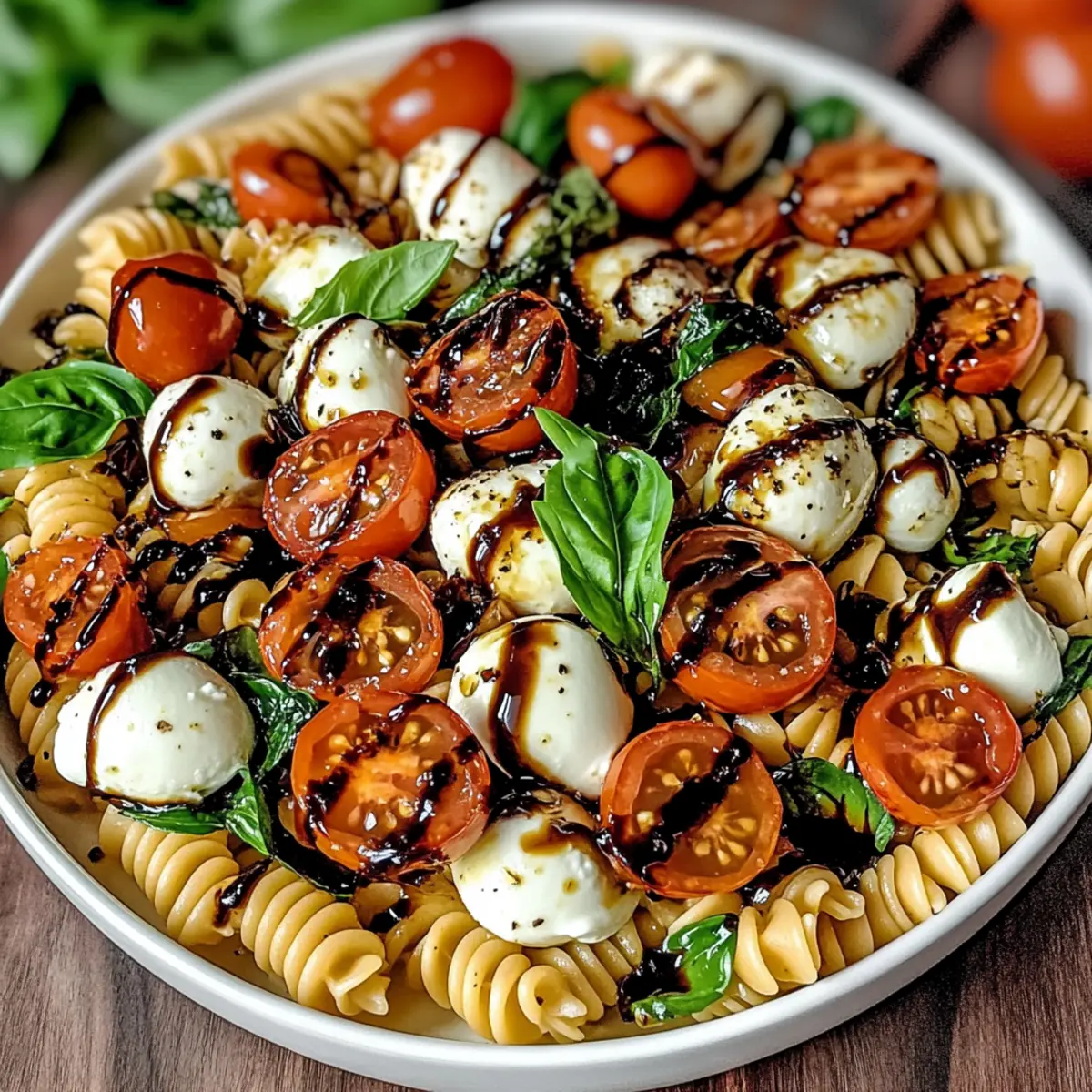 Caprese Pasta Salad with Balsamic Glaze