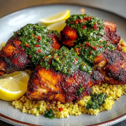 Moroccan Harissa Chicken with Mint Chimichurri