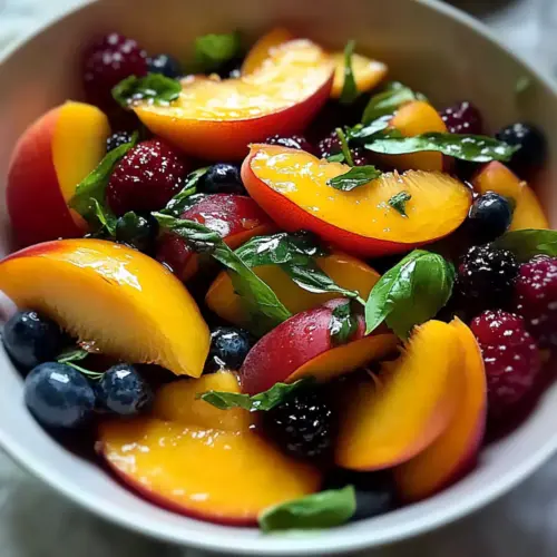 Honey Lime Basil Peach Fruit Salad