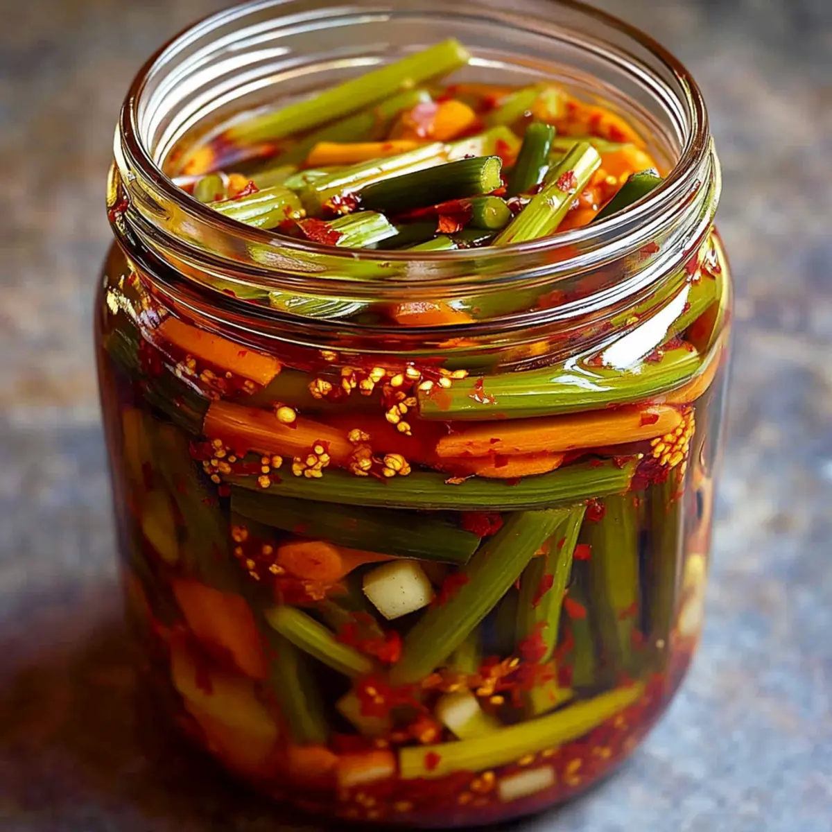Korean Garlic Chive Pickles with Chili Flakes