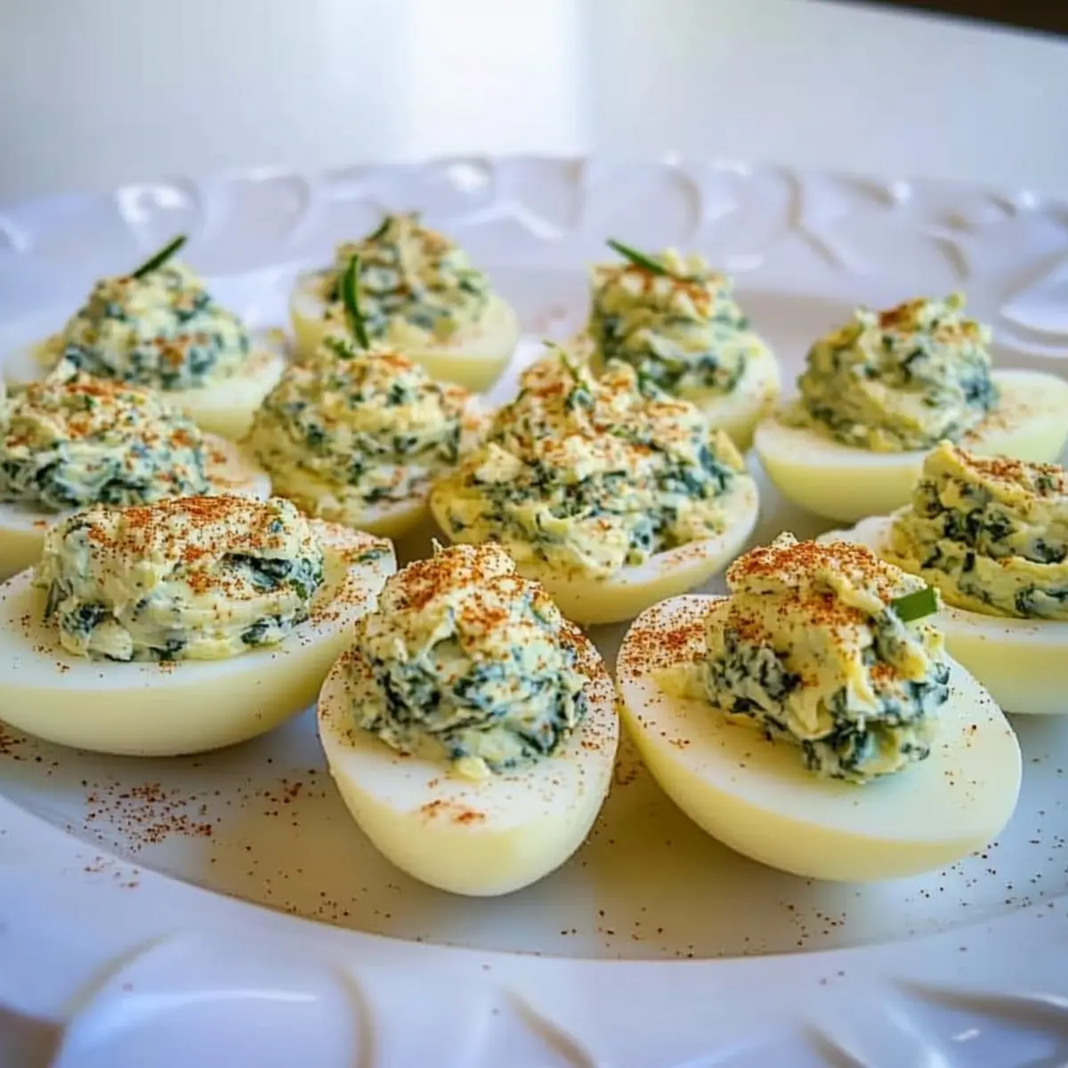 Keto Spinach Artichoke Deviled Eggs