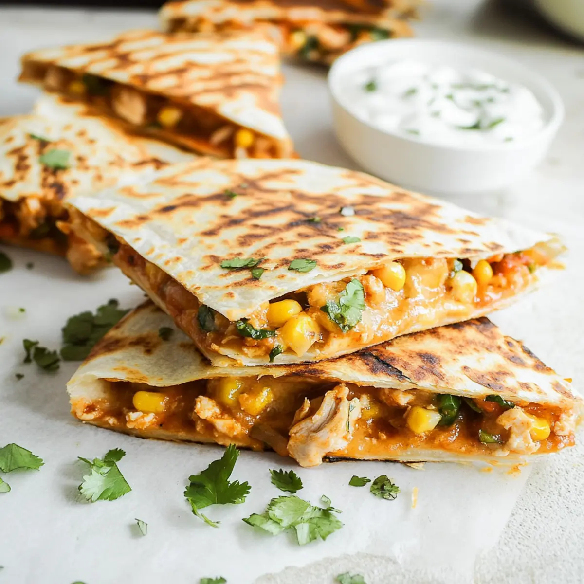 Mexican Street Corn Chicken Quesadillas