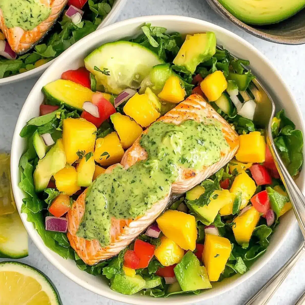 Mango Salmon Salad with Cilantro and Avocado