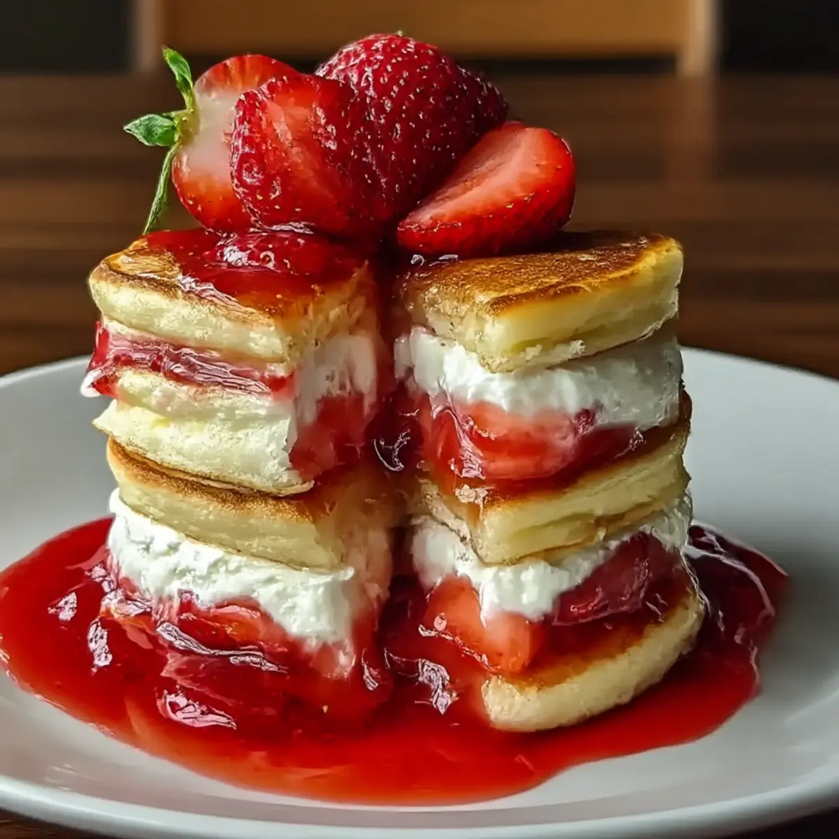 Fluffy Strawberry Cheesecake Pancakes