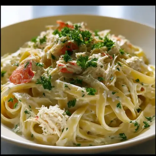 Creamy Crab Fettuccine Alfredo